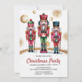 Invitation Christmas Holiday Party Nutcracker Gold Glitter    (Devant)