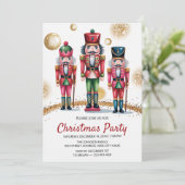 Invitation Christmas Holiday Party Nutcracker Gold Glitter    (Debout devant)
