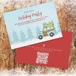 Invitation Christmas Holiday Party Winter Festive QR Code<br><div class="desc">Rustic Cute Blue Car or vintage Woodie wagon with a Freshly Cut Christmas Christmas holiday party festive winter, modern rustic chic winter scene, country whimsical fun funny cute, trendy stylish calligraphy script, whimsical typography font text, trees woodland car automobile, car Christmas tree on top, simple Christmas celebration invite, family friends...</div>