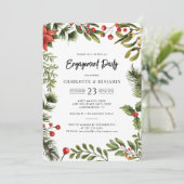 Invitation Christmas Holiday Red Berries Engagement Party (Debout devant)