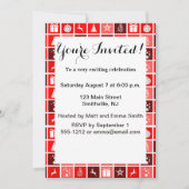 Invitation Christmas Icon Red Squares Holiday Art Classic (Devant)