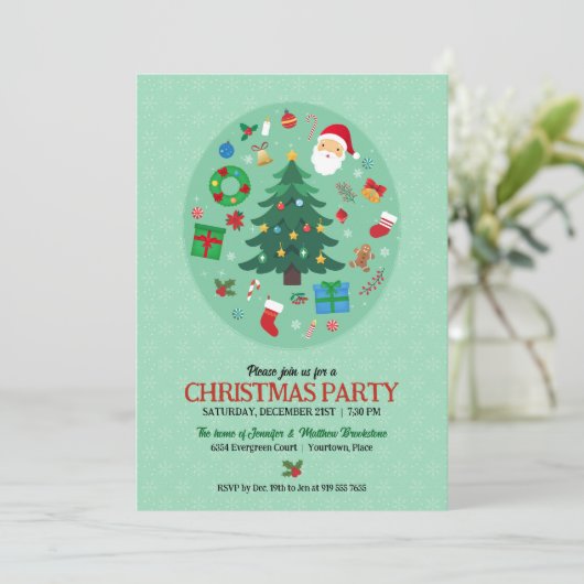 Invitation Christmas Illustrations Holiday Party (Debout devant)