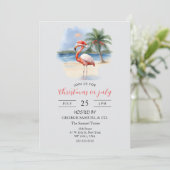 Invitation Christmas in July Custom Company Name Flamingo (Debout devant)