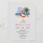 Invitation Christmas in July Custom Company Name Flamingo (Devant / Derrière)