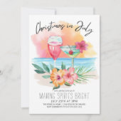 Invitation Christmas In July Tropical Beach Summer Party (Devant)