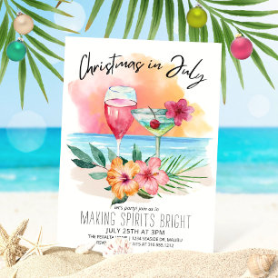Invitation Christmas In July Tropical Beach Summer Party