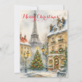 Invitation Christmas in Paris Eiffel Tower Winter Personalize (Devant)
