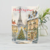 Invitation Christmas in Paris Eiffel Tower Winter Personalize (Debout devant)
