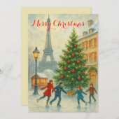 Invitation Christmas in Paris Eiffel Tower Winter Personalize (Devant / Derrière)