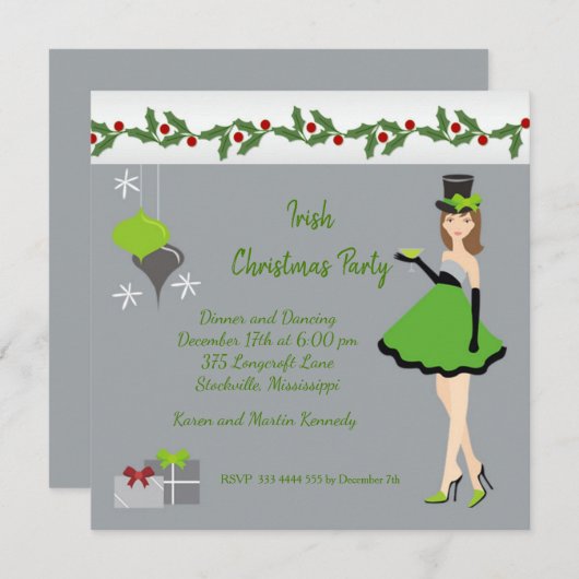 Invitation Christmas Irish (Devant / Derrière)