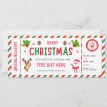 Christmas Kids Coupon Certificate Rudolph Santa