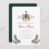 Invitation Christmas Nutcracker Berries Open House Holiday (Devant / Derrière)