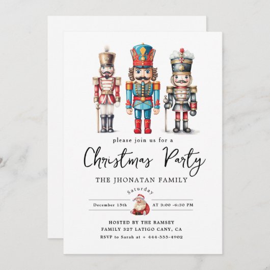 Invitation Christmas Nutcracker Isolated (Devant / Derrière)
