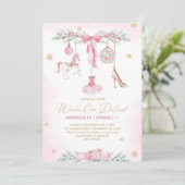 Invitation Christmas Nutcracker One DerLand pink ballet baby (Debout devant)
