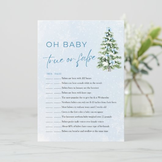 Invitation Christmas Oh Baby True or False Baby Shower Game (Debout devant)