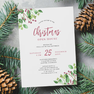 Invitation Christmas Open House moderne verdure fête de vacan
