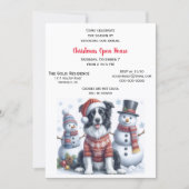 Invitation Christmas Open House with Border Collie & Snowman (Devant)