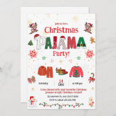 Invitation christmas pajama Party Invite for kids (Devant / Derrière)