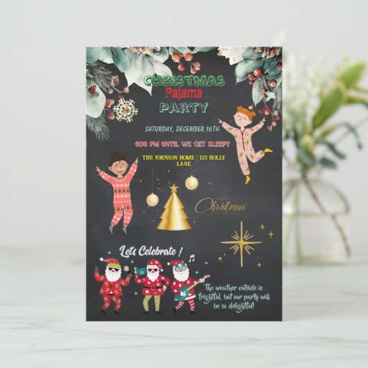 Invitation Christmas Pajama Party Kids (Debout devant)