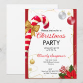 Invitation Christmas Party Candy Cane (Devant / Derrière)