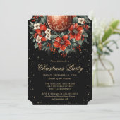 Invitation Christmas Party Elegant Black Gold Botanical (Debout devant)