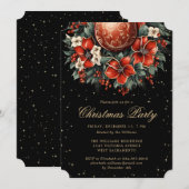 Invitation Christmas Party Elegant Black Gold Botanical (Devant / Derrière)