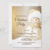 Invitation Christmas Party Golden Snowman Snowflakes Holidays (Dos)