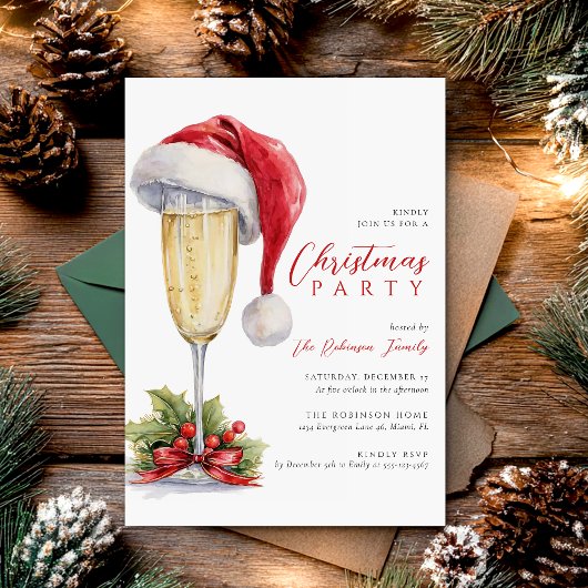 Invitation  Christmas Party Holiday Cocktail 