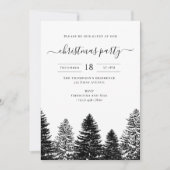 Invitation Christmas Party Holiday Vintage Black White Pines (Devant)