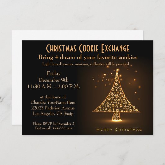 Invitation Christmas Party Modern Bronze (Devant / Derrière)