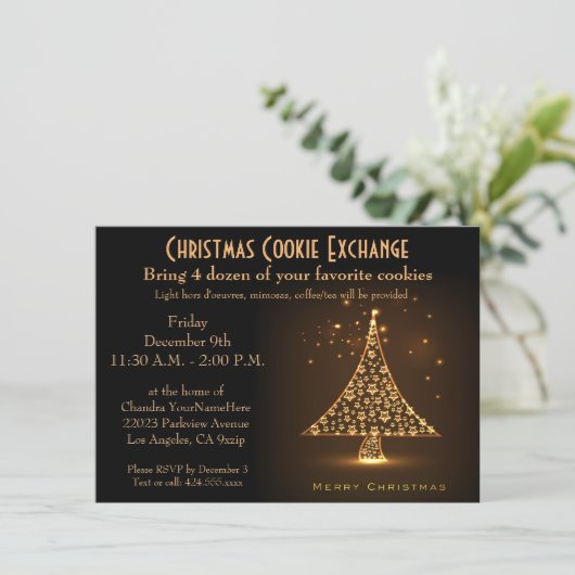 Invitation Christmas Party Modern Bronze (Debout devant)