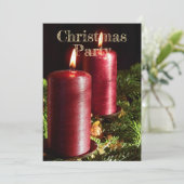 Invitation Christmas Party Red Candles Winter Holidays (Debout devant)