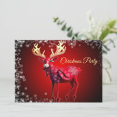 Invitation Christmas Party Red Reindeer Winter Holidays (Debout devant)