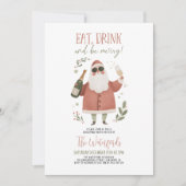 Invitation Christmas Party Santa Eat Drink Be Merry (Devant)