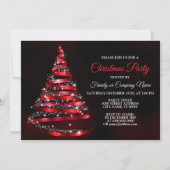 Invitation Christmas Party Shiny Red Ribbon Tree Sparkle (Devant)