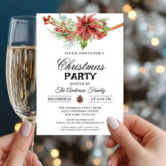 Invitation Christmas Party Winter Botanical