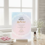 Invitation Christmas Pastel Winter Snowflake Baby shower<br><div class="desc">Donnez le ton pour une célébration hivernale gracieuse avec cette invitation de baby shower pastel de noël. Un lave à l'aquarelle douce mélange le bleu pâle de glace avec un chuchotement de rose vif, créant un décor saisonnier onirique. De délicieuses poussières de flocon de neige brillent sur le dessus et...</div>