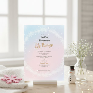 Invitation Christmas Pastel Winter Snowflake Baby shower