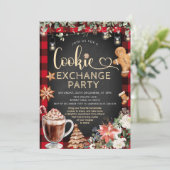 Invitation Christmas Plaid Cookie Cocoa Exchange Party (Debout devant)