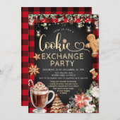 Invitation Christmas Plaid Cookie Cocoa Exchange Party (Devant / Derrière)