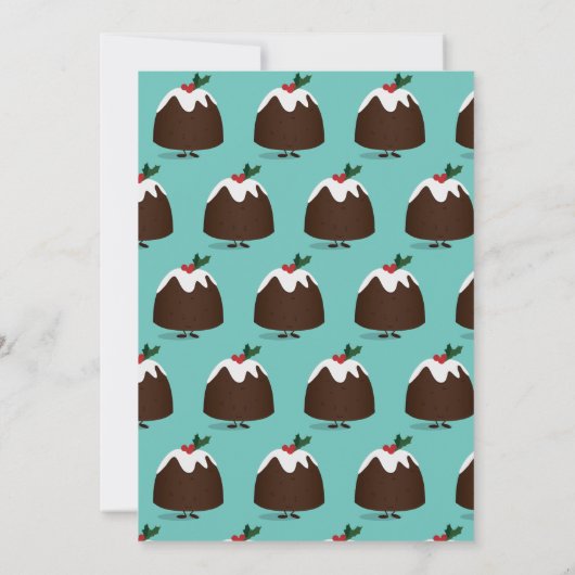 Invitation Christmas Pudding Caractère Vacances Turquoise Bla (Dos)