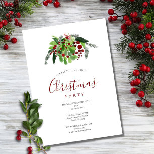 Invitation Christmas Red Berries Holiday Party