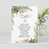 Invitation Christmas Red Berries Table Number 3 Seating Chart (Debout devant)