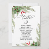 Invitation Christmas Red Berries Table Number 3 Seating Chart (Dos)