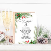 Invitation Christmas Red Berries Table Number 5 Seating Chart