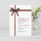 Invitation Christmas Red Green Plaid Coquette Bow Holiday (Debout devant)