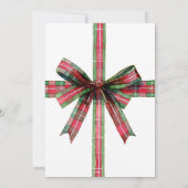 Invitation Christmas Red Green Plaid Coquette Bow Holiday (Dos)