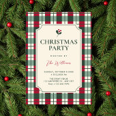 Invitation Christmas Red green plaid tartan pattern 