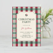 Invitation Christmas Red green plaid tartan pattern (Debout devant)