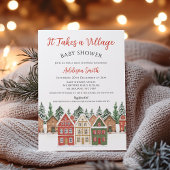 Invitation Christmas Red Green Takes A Village Baby Shower